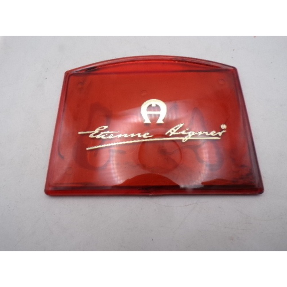 Etienne Aigner Vintage Red Resin Compact Mirror‎ Gold Logo Handbag Accessory